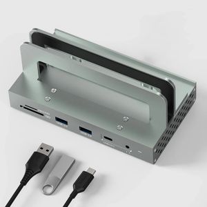 Stations USB 2.0 Shunt Hub Extension HDMICOMPATIBLE Station d'accueil avec Adaptateur Power Hub Quick Charger USB Hub Audio Jack pour Mac Mini