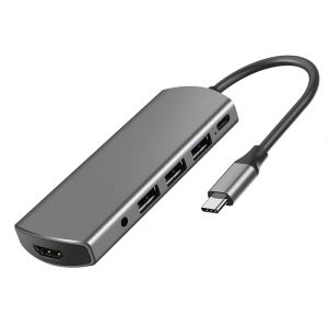 Stations USB C Hub 6 In 1 Multi USB Splitter Audio 4K HDMI USB -poort 3.0 met PD -adapter voor Xiaomi MacBook PC Dock StationType C C