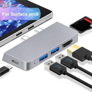 Stations USB C Hub pour Microsoft Surface Pro X 8 9 Adaptateur Dock Typec USB 3.0 HDMI TF SD Carte Reader ordinateur