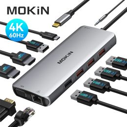 Stations USB C Hub HDMI -adapter voor MacBook Pro 2019/2018/2017, Mokin 9 in 1 Dongle USBC naar HDMI, SD/TF -kaartlezer en 2 poorten USB 3.0