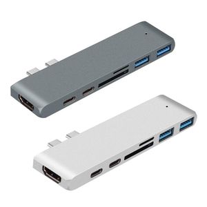 Stations USB C Hub Typec 3.1 tot 4K HDMICompatible USB SD/TF -kaartlezer Thunderbolt 3 (PD -modus) USB Dock voor MacBook Air Pro PC Hub