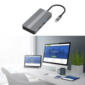 Stations USB Type C Hub 8 Port Dock Station prend en charge l'utilisation simultanée de 8 ports Connect HDMICOM / VGA / SD Carte Reader / 100W PD