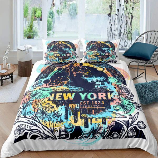 Statue de la couverture de couette Liberty Hip Hop Signe de paix pleine grandeur Love Heart Libert Set American Eyes Color de courtepointe en polyester coloré