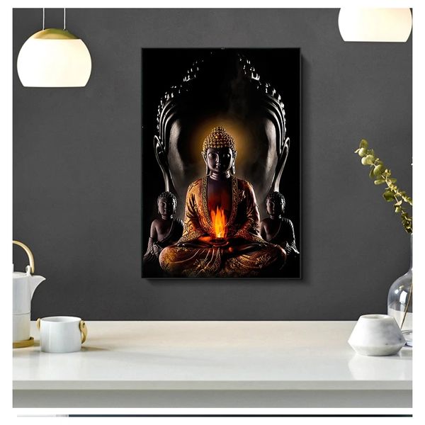 Imágenes artísticas de pared de estatua para sala de estar, carteles modernos de decoración del hogar, pinturas al óleo en lienzo HD, 1 pieza, superventas, Dios Zen Buddha Woo