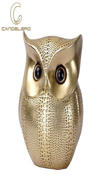 Statues pour décoration hibou doré noir blanc résine salon Sculptures petits ornements Figurines intérieur 2110253312071