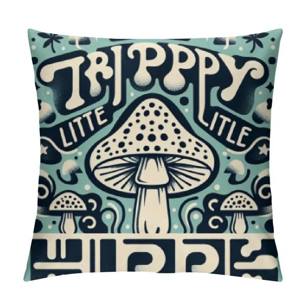 Restez un petit coussin d'oreiller hippie, la drôle de couverture de coussin décorative de champignons pour la nouveauté pour le dortoir de l'école de bureau à domicile Room Hippy, Retro Hippy Gifts For Women Hippies