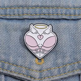 Épingles en émail rester bizarres, Patch de blessure en forme de cœur rose pour sac à dos, broche ailes d'ange personnalisées, Badges de revers, bijoux cadeau pour enfants amis