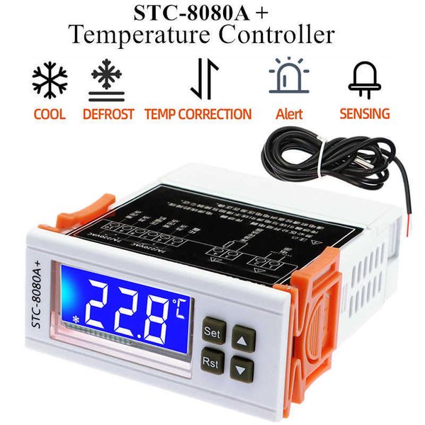 STC-8080A + Réfrigérateur Thermostat Régulateur de température Réfrigération Minuterie de dégivrage automatique Sonde unique intelligente 40% de réduction 210719