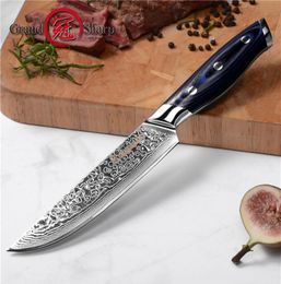 Steak Knife VG10 Japonais Damas en acier inoxydable Pizza Pizza Kitchen Tools Chef Cutlery Table Couteau G10 Gandoulière Grandsharp1523526