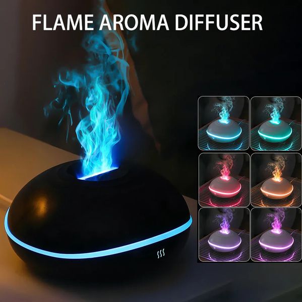 Difusor de Aroma a vapor, humidificador con lámpara de llama de fuego, aceite esencial Led de 7 colores, generador de niebla ultrasónica, fragancia 231020