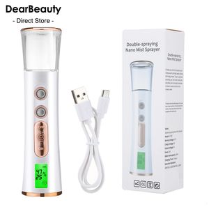 Stoomboot dubbele spray-head nano mist spuiter mini hydraterende luchtvochtiger huidverzorging led display draagbare stoomboot handheld vernevelaar 230817