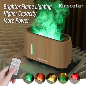 Stoomboot Kinscoter 240 ml vlam luchtbevochtiger elektrische kleurrijke brand etherische olie aroma diffuser koel geschenk met afstandsbediening 230515