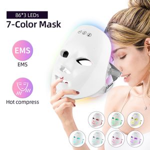 Steamer USB Charge 7Colors Máscara LED Comprimir Rejuvenecimiento de la piel Anti Acné Eliminación de arrugas Cuidado de la piel EMS Pon Therapy 230607