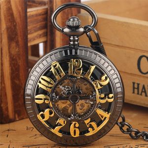 Relojes antiguos Steampunk para hombre y mujer, reloj de bolsillo mecánico automático con esqueleto y colgante, reloj de cadena FOB, reloj de regalo