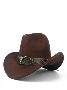 Steampunk Child Kids Wool Hollow Western Cowboy Hat Boy Girl Outblack Sombrero Hombre Jazz Cap Size 5254 Q08056455845