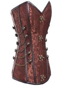 Corset Steampunk avec fermasse attaches chaîne en acier corsets osseux de la taille