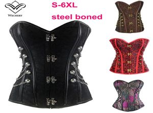 Steampunk -korset met clasp -bevestigingsmiddelen/ ketting stalen bot korset taille training gotische bustier met ronde gesp body shaper ps size3662491