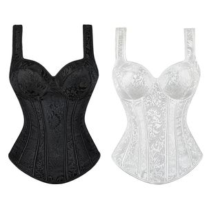 Steampunk korset met cup lingerie rits zijbanden bovenborstcorset taille trainer bustier grote maten 240314