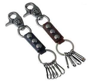 Steampunk Mode Hommes Taille Suspendus Porte-clés En Métal Crâne Titulaire Anneau En Cuir Véritable Pendentifs Clés De Voiture Chaîne Gothique Punk Bijoux122664313