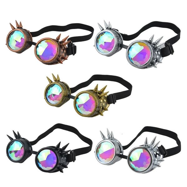 Gafas steampunk gafas de sol hombres caleidoscope gafas rave festival holográfico fiesta retro cosplay gafgle gafgle 240327