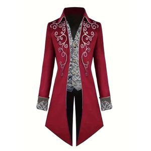 Veste victorienne brodée gothique Steampunk pour hommes - Tailcoat vintage avec redingote médiévale et style de costume Renaissance