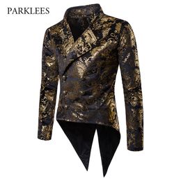 Steampunk Hombre Blazer Men Paisley Floral Tuxedo Suit Jack Men Blazer Double Breasted Wedding Stage Show Blazer Masculino 201104