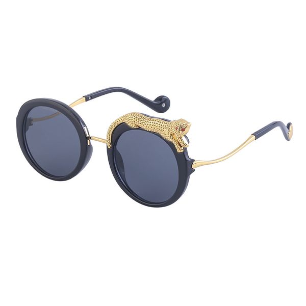 Lunettes de soleil léopard Steampunk pour femmes, lunettes de soleil à cadre rond personnalisés pour femmes en gros