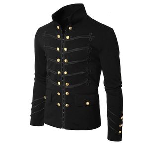 Steampunk mannen gotische kleding militaire jassen middeleeuwse vintage jas stand kraag rock geklede jas heren retro punk jas 240131