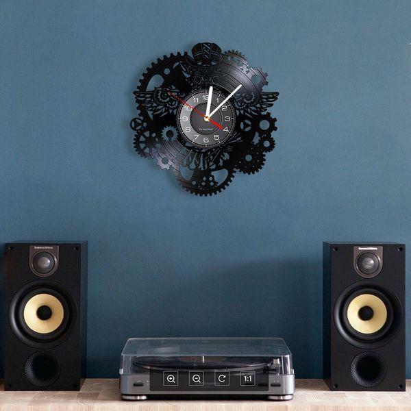 ARTE DE MALA DE LA MALA DE BOLA STEAMPUNK Reloj Viny Vinyl Record Reloj Casa Decoración del hogar COG NIGHT OWL STEAMPUNK PERSONALIZACIÓN PERSONALIZACIÓN