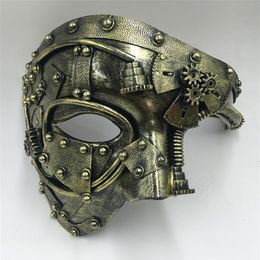 Steampunk Phantom Maskerade Cosplay Masker Bal Half Gezicht Mannen Punk Kostuum Halloween Party Kostuum Props 200929269w