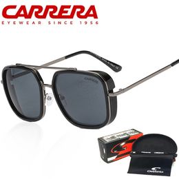 Gafas de sol Steampunk para hombre y mujer, Gafas de sol negras de Metal con diseño de marca Carrera para hombre, Gafas de sol clásicas Punk, Gafas UV400