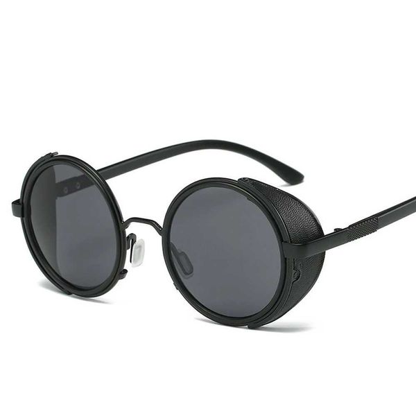 Steampunk lunettes De soleil femmes lunettes rondes lunettes hommes visière latérale cercle lentille unisexe Vintage rétro Style Punk De Sol 230920