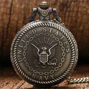 Steampunk United States Eagle Design Pocket Watches Men Femmes Femmes Analogue sur l'horloge Collier Collier Collier Gift