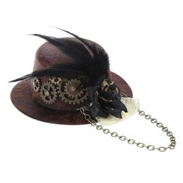 Steampunk Victorian Gears Mini Top Hat Gothic Cap Coil Clip Bowler pour femmes Halloween Pographie Costumes Accessoires 240518