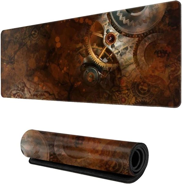 Steampunk Vintage Gear XL Grand Tapis de Souris pour Bureau Antidérapant Longue Tapis de Clavier Tapis de Souris Tapis de Table en Caoutchouc 31.5X11.8 Pouces