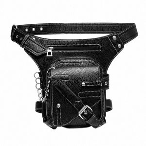 Sac de taille steampunk gothique rétro moto sacs en cuir bandoulière sacs à bandoulière cuisse jambe pochette sac de voyage pour femmes hommes X8NO #