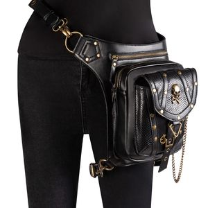 Steampunk Taille Beenzakken Vrouwen Victoriaanse Stijl Holster Klinknagel Keten Tas Motorfiets Dij Heup Riem Packs Messenger Schouder 240110