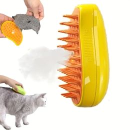 Steamy Cat Brush Brosse électrique 3 en 1 pour chat - Brosse électrique multifonctionnelle à vapeur pour animaux domestiques - Brosse de toilettage autonettoyante pour poils de chat pour massage