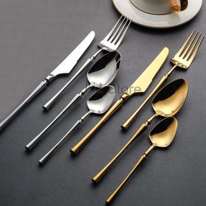 Staal 4 stks/set gouden bestek tafelwerk roestvrij mes lepel vork set keuken servies dineren eten setak messen soepkoffes schep th0839 s