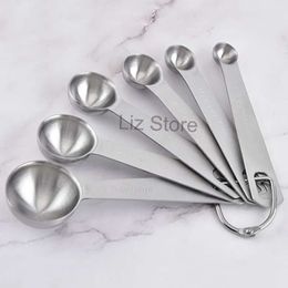 Acier 6 PCS / Ensemble Mesurer les outils de cuillère ronde en acier inoxydable 6pcs Milk Coffee Tea Rectangle Mesure des cuillères Cuisine Cuisine Cuisine Baking Scoop Th0678 PCS S Th078