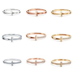 Bracelet de serrure en acier bracelet en argent rose rose bracelets pour femmes bijoux avec sac en velours 16-17
