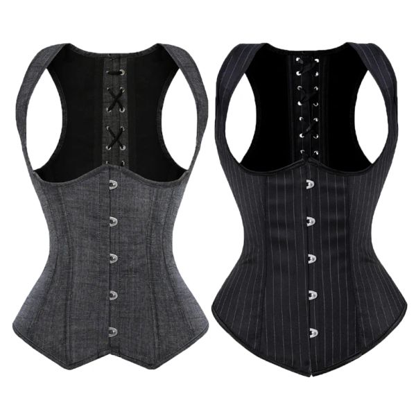 Acier à corset sous-corset plus taille plus taille de taille steampunk corset steampunk avec sangles corset gothique lacet à lacet
