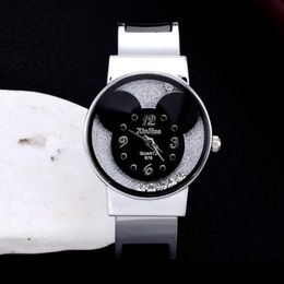 Bracelet en acier montre femmes élégant Quartz souris tête affichage cadran mode décontracté Bracelet montres cadeau pour les filles Lady224n