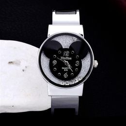 Bracelet en acier montre femmes élégant Quartz souris tête affichage cadran mode décontracté Bracelet montres cadeau pour les filles Lady306y