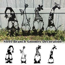 Stalen tak gnomes decoratie schattige staande silhouet voor home tuin tuin outdoor decor L23 210811