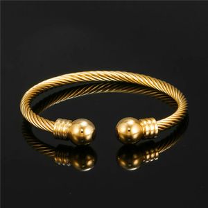 Bracelet à breloques en acier pour femmes, manchette ouverte, en acier inoxydable, couleur or, câble métallique, bijoux à la mode, 231221