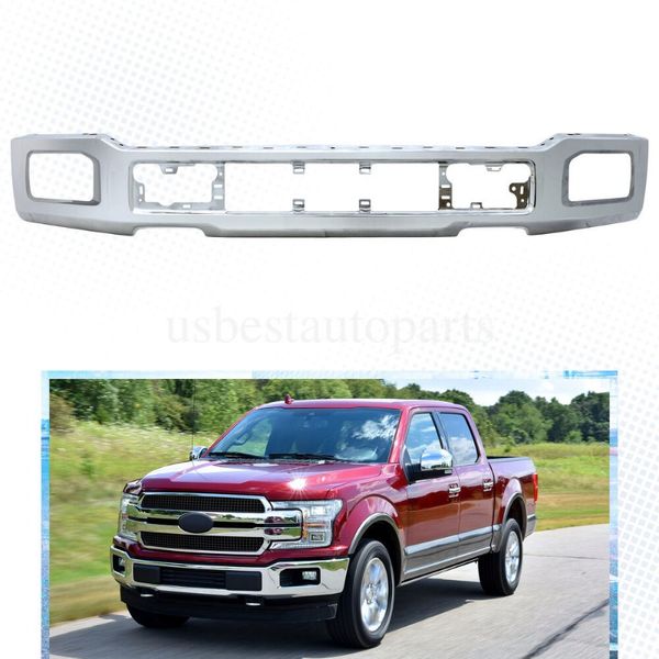 Barre de couverture de pare-chocs avant en acier chrome avec trou d'éclairage de brouillard pour Ford F150 2018-20