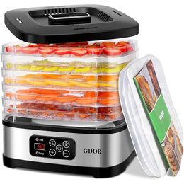 Deshidrator de alimentos GDor de acero con 8 bandejas, control de temperatura del temporizador digital: perfecto para deshidratarse de verduras, frutas, carnes y bocadillos para perros