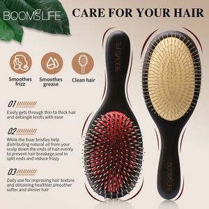 Brosse de cheveux en acier Femmes Nom personnalisé Brosse de cheveux en bois métallique en acier inoxydable brosse de cheveux tête de cuir chevelu peigne brosse cheveux fémme 240327