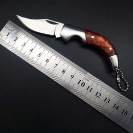 Mini-Obstmesser mit Stahlgriff, faltbar, hohe Härte, tragbar, rostfreier Schlüsselanhänger (entriegelt)